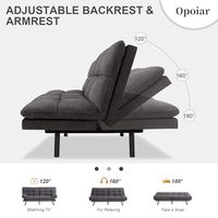 Canapé-lit futon convertible en tissu gris, ensemble de canapés-lits futon pliants modernes, canapé-lit gris pour appartement et petit espace