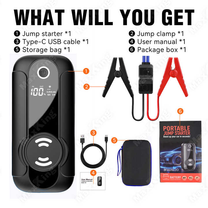 20000mAh Smart Jump Starter with Type C 18W Input Quick Charge 3 0 USB ...