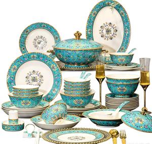 Vajilla de Porcelana Esmaltada con Diseño de Loto Trenzado, Apta para Lavavajillas y Horno de Microondas, de Lujo - Product Image 6