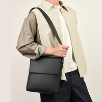 Bolso Bandolera de Cuero Premium para Hombre, Estilo Vintage, Ligero, con Solapa, para Negocios