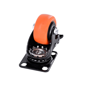 Roulettes industrielles pivotantes Midume Duty Orange 50 mm (2 pouces) en PVC avec <span class=keywords><strong>frein</strong></span> et support de 2 mm d'épaisseur pour meubles - Product Image 5