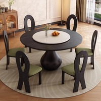 Moderner Esstisch aus massivem Holz im antiken Stil mit Rock Plate Chair Combo für kleine Apartments und Plattenspieler