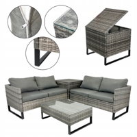 Polyrattan Gartenmöbel-Set für 4 Personen Terrassenmöbel mit Ecksofa Tisch und Kissen