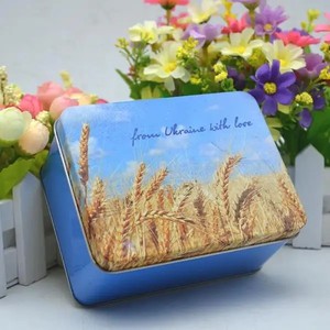 Boîte à biscuits <span class=keywords><strong>de</strong></span> blé en métal <span class=keywords><strong>de</strong></span> forme rectangulaire emballage <span class=keywords><strong>de</strong></span> biscuits en étain - Product Image 1