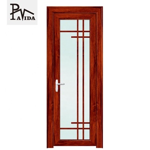 Nouvelle <span class=keywords><strong>porte</strong></span> <span class=keywords><strong>intérieure</strong></span> battante en verre trempé en aluminium à cadre étroit de conception simple pour les toilettes - Product Image 3