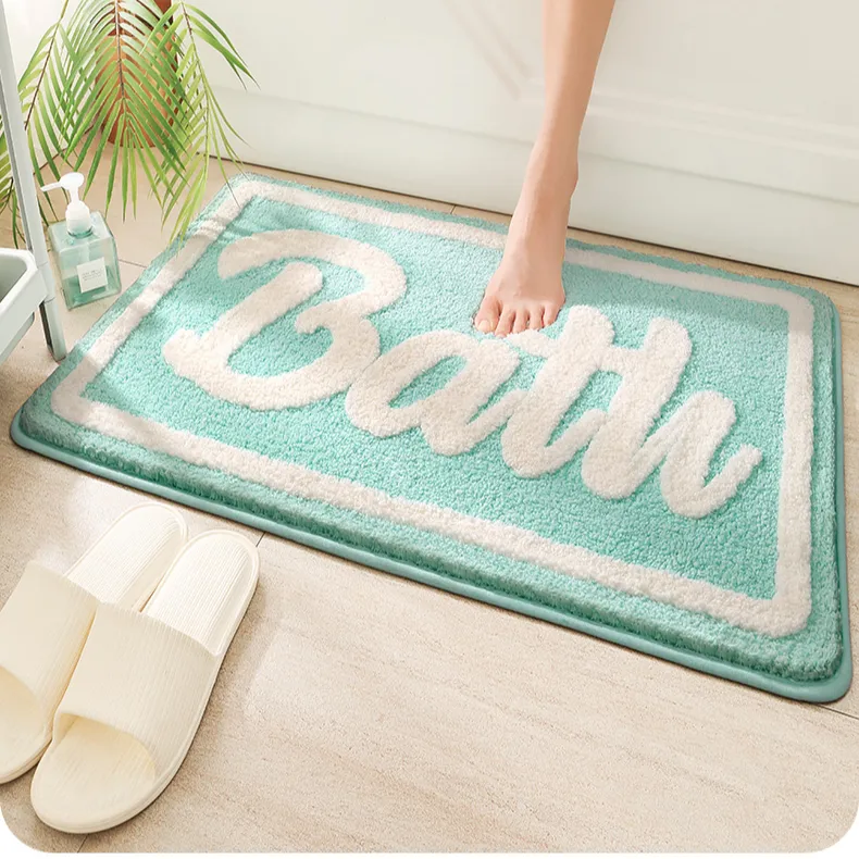 Alfombra de baño moderna y divertida, lavable, con letras antideslizantes, para Decoración