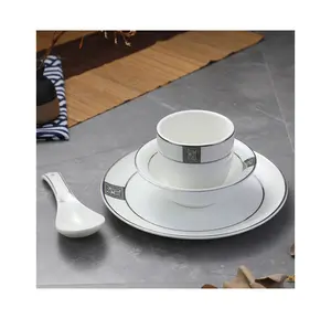 Conjunto de talheres de cerâmica royal gold, conjunto de louças de cerâmica para jantar com restaurante e porcelana