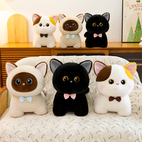 Boneka Kucing Lucu Mainan Plush Lembut dengan Dasi Kupu-kupu Boneka Penghilang Stres Penjualan Langsung Pabrik Hadiah Ulang Tahun Anak Dekorasi Rumah