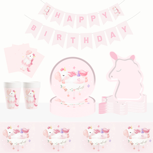 Articles de fête sur le thème de la licorne DAMAI pour filles, assiettes en papier roses, gobelets, guirlande, vaisselle jetable pour fête - Product Image 3