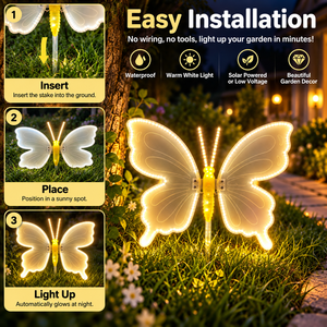 Lampe de jardin LED imperméable en forme de papillon, lampe décorative extérieure à haute luminosité pour pelouse, cour, patio, jardin - Product Image 5