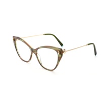 Monture optique moderne et tendance œil de chat en acétate et métal, légère, élégante, unique, de créateur, à la mode, pour le quotidien et le travail
