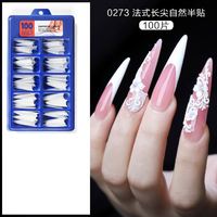 Appuyez sur l'ongle 100 PCS ABS Artificiel Transparent Couverture Complète Ongles Conseils Pointu Long Faux Ongles Fournisseur Pour Dame