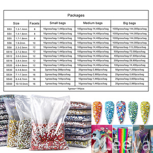Strass à dos plat taillés en diamant, prix de gros SS3-SS50, non thermocollants, pour accessoires de nail art, pierres scintillantes - Product Image 5