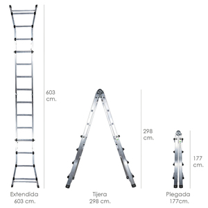 Scala Telescopica in Alluminio 6+6 Gradini Profilo 67 mm - Product Image 2