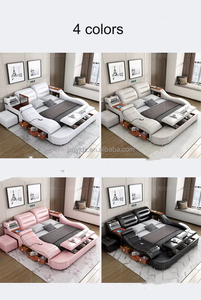 Cama Inteligente Convertible con Diseño Moderno, Proyección Inteligente, Almacenamiento Multifuncional, Estructura de Madera, Tamaño King/Queen, Ideal para Bodas - Product Image 5