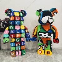 Décoration de la maison, assemblage de 53cm lettre ours modèle 3D Mini brique figurine jouets ours coloré Micro blocs de construction