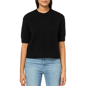 Pull court à manches courtes pour femme, coupe moderne, lignes épurées à la taille, silhouette contemporaine, en laine/viscose, style décontracté raffiné pour l'hiver - Product Image 3