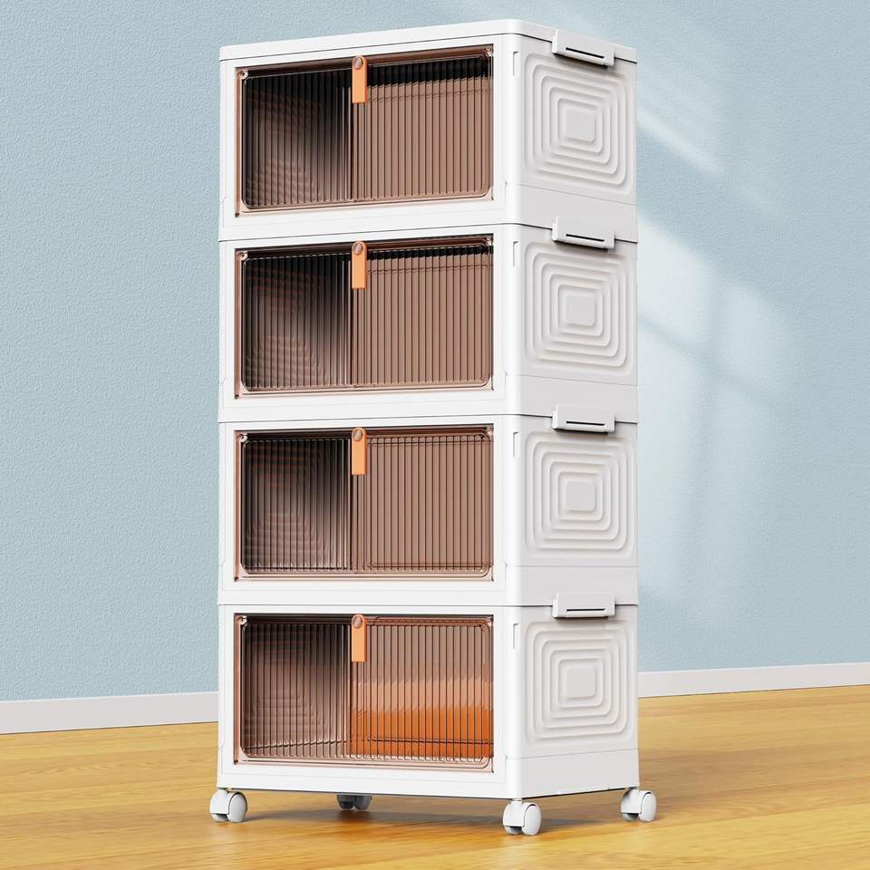 Ps Strand Storage 23QT 4-Tier Plastic Storage Bins with PS Injection Foldable Storage ...