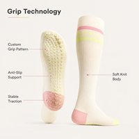 Chaussettes de yoga montantes personnalisées avec logo, faible MOQ, rayées et colorées, pour Pilates, Barre, Danse, Studio, Femmes, Vente directe usine