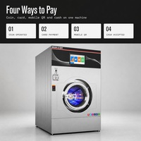 Laveuse-sécheuse combinée tout-en-un 16 kg avec écran tactile à bouton unique, paiement par carte à puce pour laverie automatique