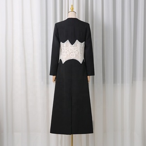 AIMEISI ファッションレース刺繍パッチワークロングレディーストレンチコートコントラストカラーエレガントレディースコート - Product Image 6