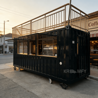 Kiosque de restauration rapide en conteneur maritime contemporain à deux étages, bar à café, utilisation optimisée de l'espace, robuste, durable, galvanisé