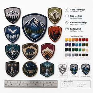 Parche Bordado Personalizado en Forma <span class=keywords><strong>de</strong></span> Escudo, Etiqueta con Logotipo para Uniforme, Gorra, Bolsa, Alta Densidad, Proveedor <span class=keywords><strong>de</strong></span> Fábrica, Venta al Por Mayor - Product Image 3