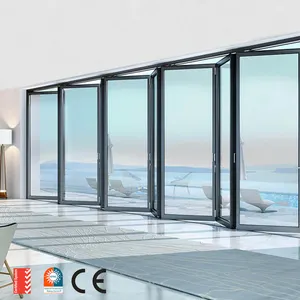 Prix de gros Porte-fenêtre à cadre en aluminium avec revêtement en poudre Design moderne Porte coulissante en aluminium à double vitrage
