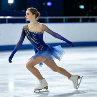 Robe de patinage artistique bleu dégradé avec strass étincelants, manches longues, pour enfants et adultes, compétition et spectacle