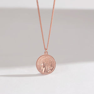 Collar de moneda de la República Francesa de Plata de Ley 925, colgante grabado chapado en oro rosa, abalorio de letras K, joyería de moda para mujer - Product Image 3