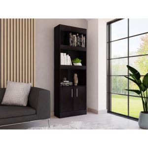 Denver Étagère Rustique DB Home Office Meubles de Salon avec Finition Wengue Noire et Quincaillerie Métallique Style Bois Mélaminé - Product Image 1