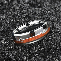 Bagues de mariage pour hommes et femmes, alliance en titane avec incrustation de bois de Koa naturel en forme de flèche, bijoux de mode