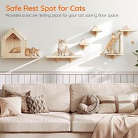 Arbre à chat mural personnalisé en bois massif écologique, classique, à 2 niveaux, avec plateforme de saut et griffoir pour salon