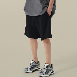 Biểu Tượng Tùy Chỉnh 380gsm Pháp Terry Quần Short Nặng Xl Kích Thước 100% Cotton Màu Xám Đen Với Túi & Dây Kéo Rắn In & Nguyên Hem - Product Image 3