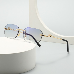 Custom Logo 2026 Fashion Men Women Rimless Square <b>Sun</b> Glasses UV400 Gradient <b>Shades</b> Metal Photochromic Sunglasses - Product Image 2