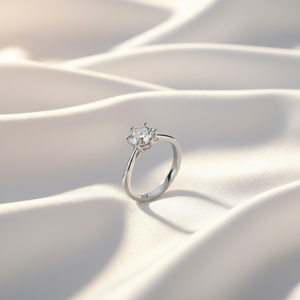 Anillo de Moissanita Solitario Ajustable de Plata de Ley S925 con Zirconia Natural Blanca Pulida y Elegante, Engaste de <span class=keywords><strong>6</strong></span> Puntas para Mujer - Product Image 6