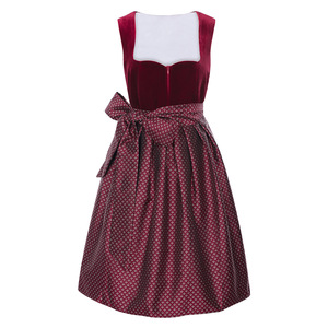 Mujeres cerveza alemana niñas Cosplay disfraz bávaro <span class=keywords><strong>Oktoberfest</strong></span> terciopelo rojo Dirndl <span class=keywords><strong>vestido</strong></span> con delantal Festival carnaval fiesta trajes - Product Image 5