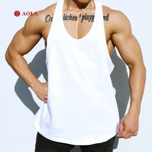 Sando kas kolsuz fanila boş spor giyim spor yelek pamuk egzersiz spor erkek Stringer atlet erkekler nervürlü Tank Top