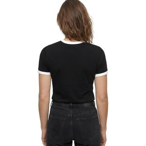 T-shirt personnalisé pour femme, col rond, manches courtes, coupe ajustée, mélange de coton, style vintage, couleur unie - Product Image 2