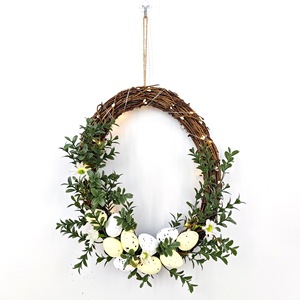 DAMAI Easter Wreath with Artificial Eggs & Flowers <b>Spring</b> Easter Themed <b>Door</b> Hanging Decor for Home Holiday Party Decorations - Product Image 2