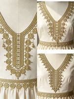 LEIXUSI Applique brodée dorée hydrosoluble en V, broderie 3D au fil doré pour vêtements, sacs et accessoires DIY