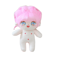 Poupée en peluche de 20cm 8 pouces avec squelette, jouet en peluche mignon Anime, poupées personnalisées faites à la main avec cheveux longs rose violet