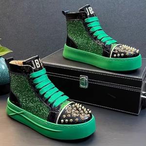 Chaussures montantes décontractées pour hommes, style skateboard, tendance, pour sports de plein air et basketball, avec semelle épaisse et design rehaussé - Product Image 1