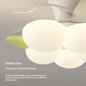 Ventilador de techo con luz para habitación infantil, para niños y niñas, luz cálida para dormitorio, ventilador de techo con luz para habitación. - Product Image 2