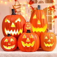 Lanterne citrouille d'Halloween lumineuse en plastique pour usage intérieur/extérieur, grandes décorations