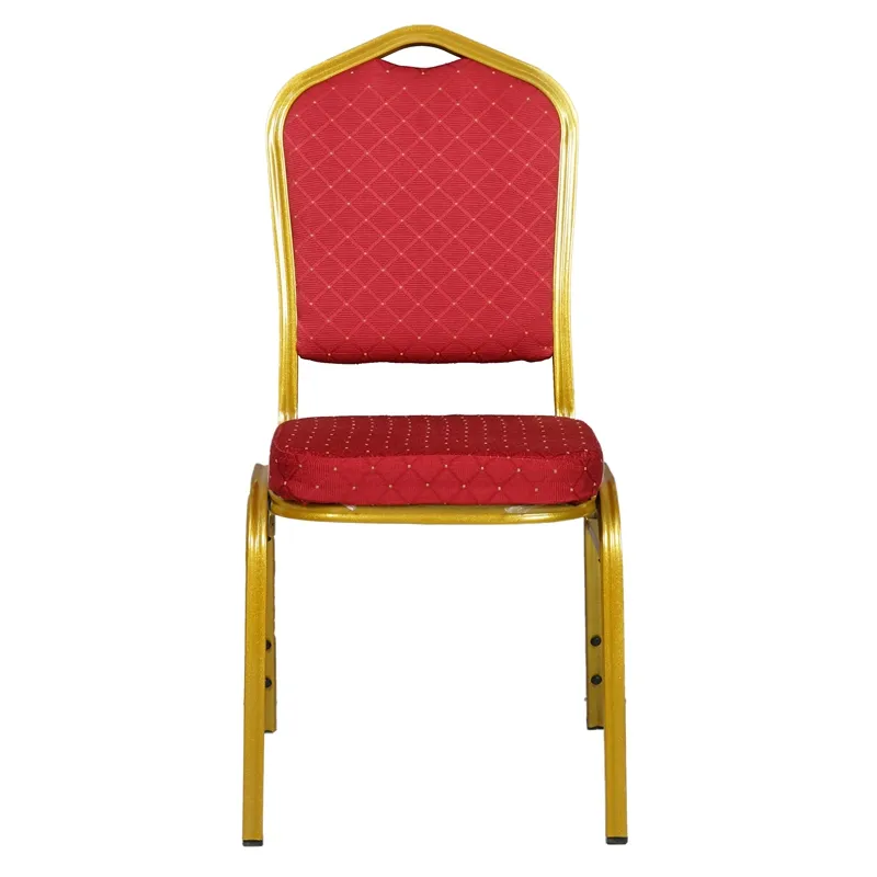 Stacking Red Wedding Gold Legs Fabric Soft Elegant Party Banquet Chairs for Event