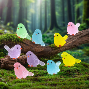 Mini-oiseaux lumineux en résine, figurines d'animaux miniatures, artisanat en résine, ornements pour sac mystère porte-bonheur, jouet pour enfant - Product Image 1