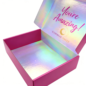Caja de Embalaje Cosmético de Cartón Corrugado Reciclable Personalizada Premium, Caja de Envío con Efecto Holográfico Láser, Impresión a Cuatro Colores, Set de Belleza - Product Image 3