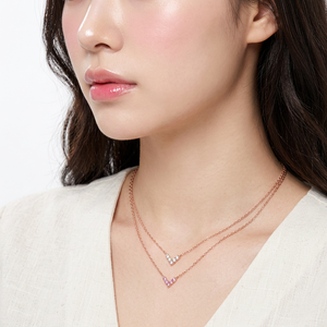 New Simple Elegant Fine Jewelry Laying Design 18K Solid Gold Real Natural Diamond Sapphire <b>Necklace</b> Minimalist Everyday Wear - Product Image 4