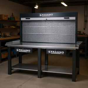 Fasano Tools Workbench Steel Frame 60 In With Pegboard Back And <b>Drawers</b> For <b>Workshop</b> Use - Product Image 3